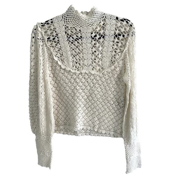 Doen Heirloom Amity Hand Knit Sweater Top Pearl Crochet - Picture 2 of 5